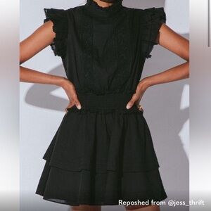 Cleobella Black Ruffle Mini Dress